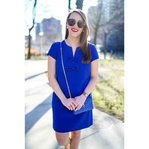 J. Crew Presentation Royal Blue Shift Dress With Bows